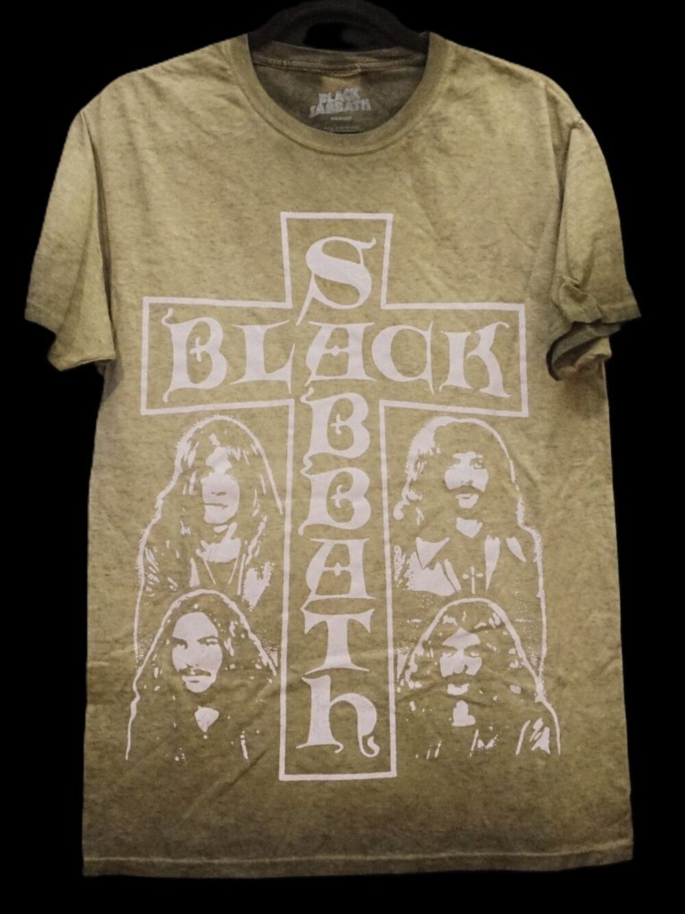 Black Sabbath Sage Green Acid Wash Graphic Band Short Sleeve Tee Unisex Medium